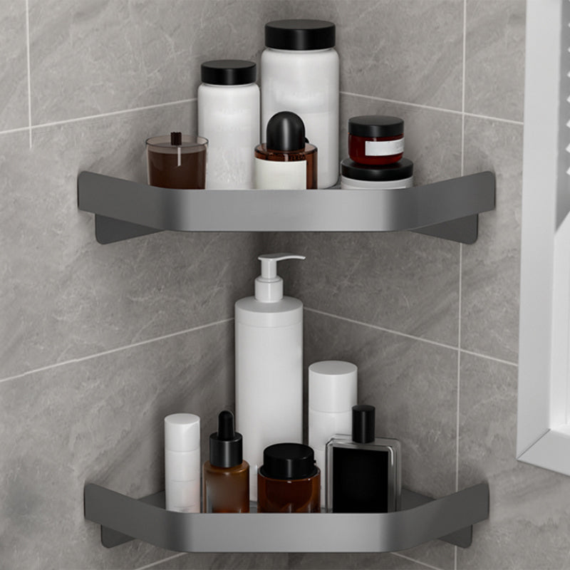 Modern Grey Bath Hardware Set Towel Bar Paper Holder Bathroom Accessory Kit 2-Piece Set (Triangular Bath Shelf) Clearhalo 'Bathroom Hardware Sets' 'Bathroom Hardware' 'Bathroom Remodel & Bathroom Fixtures' 'bathroom_hardware_sets' 'Home Improvement' 'home_improvement' 'home_improvement_bathroom_hardware_sets' 7159296