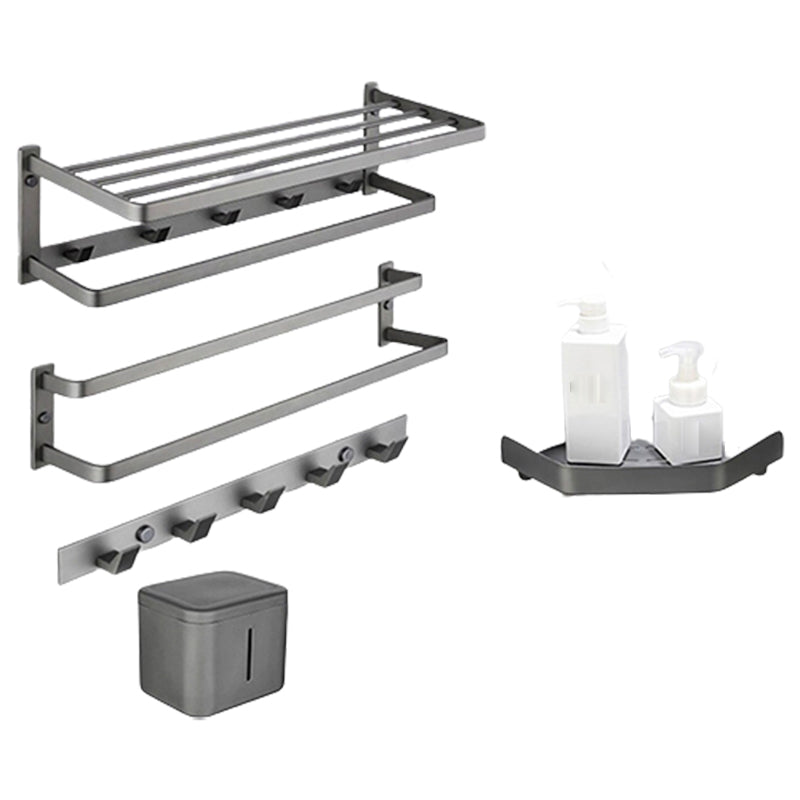 Modern Grey Bath Hardware Set Towel Bar Paper Holder Bathroom Accessory Kit Clearhalo 'Bathroom Hardware Sets' 'Bathroom Hardware' 'Bathroom Remodel & Bathroom Fixtures' 'bathroom_hardware_sets' 'Home Improvement' 'home_improvement' 'home_improvement_bathroom_hardware_sets' 7159297