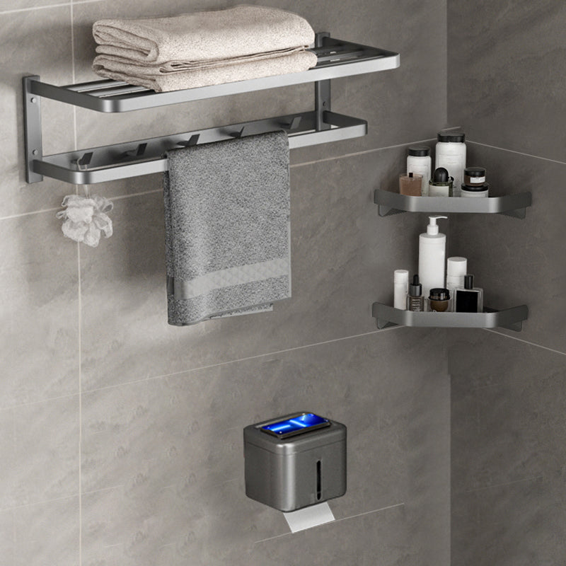 Modern Grey Bath Hardware Set Towel Bar Paper Holder Bathroom Accessory Kit 4-Piece Set (Toilet Paper Holder) Clearhalo 'Bathroom Hardware Sets' 'Bathroom Hardware' 'Bathroom Remodel & Bathroom Fixtures' 'bathroom_hardware_sets' 'Home Improvement' 'home_improvement' 'home_improvement_bathroom_hardware_sets' 7159303