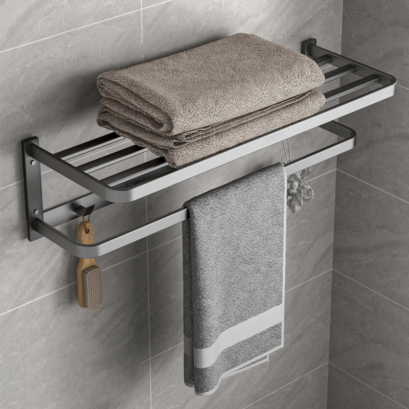 Modern Grey Bath Hardware Set Towel Bar Paper Holder Bathroom Accessory Kit Double Decks Towel Rack Clearhalo 'Bathroom Hardware Sets' 'Bathroom Hardware' 'Bathroom Remodel & Bathroom Fixtures' 'bathroom_hardware_sets' 'Home Improvement' 'home_improvement' 'home_improvement_bathroom_hardware_sets' 7159304