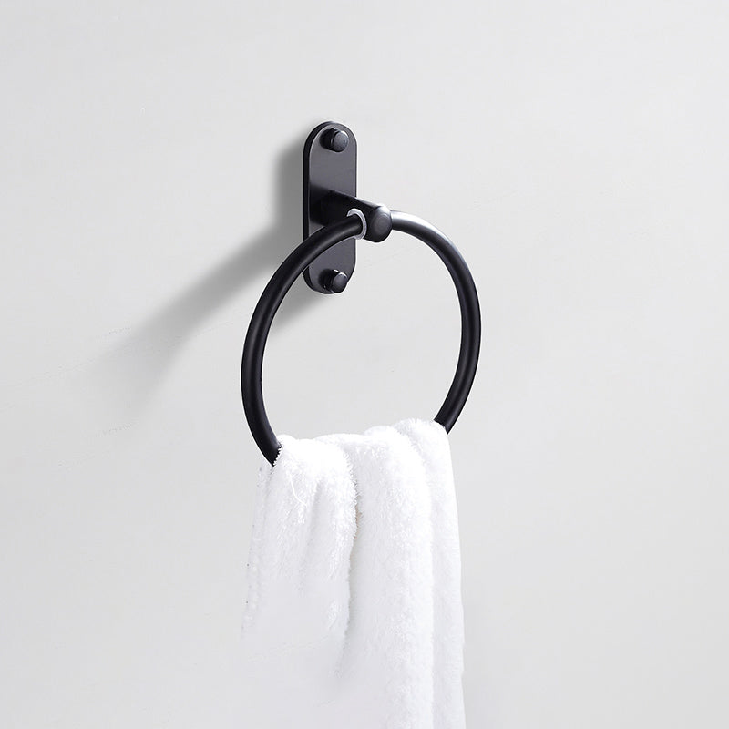 Modern Bath Hardware Set Black Towel Bar Paper Holder Bathroom Accessory Kit Towel Ring Clearhalo 'Bathroom Hardware Sets' 'Bathroom Hardware' 'Bathroom Remodel & Bathroom Fixtures' 'bathroom_hardware_sets' 'Home Improvement' 'home_improvement' 'home_improvement_bathroom_hardware_sets' 7159317