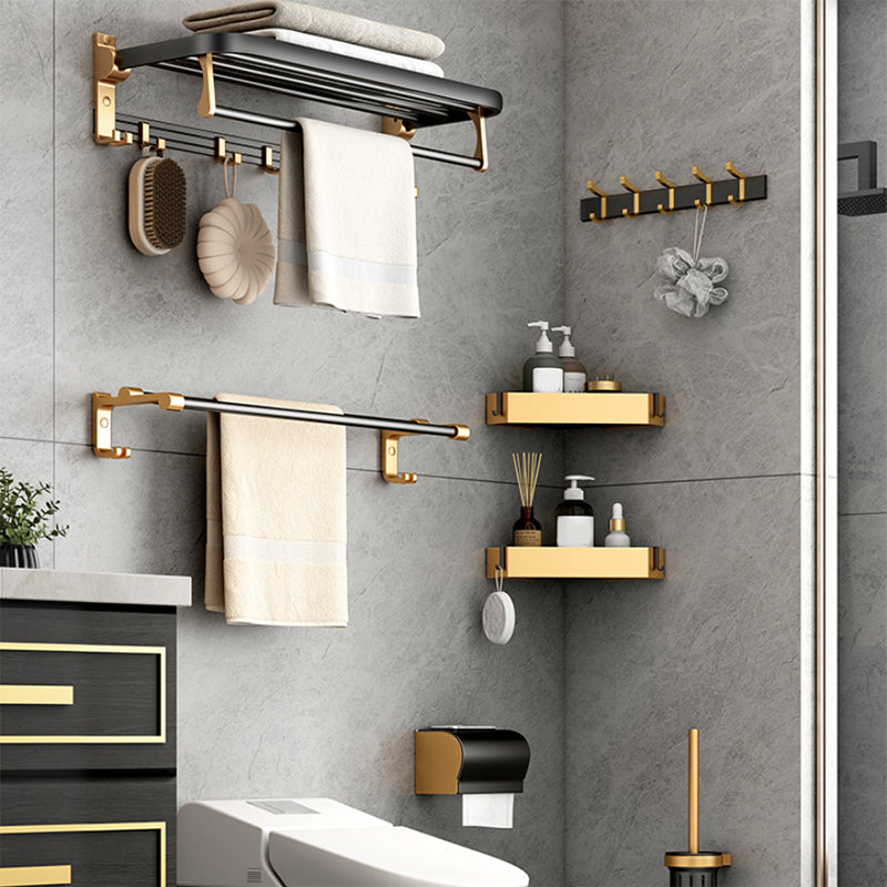 Modern Bathroom Accessory Kit Paper Holder Towel Bar Black Bath Hardware Set Clearhalo 'Bathroom Hardware Sets' 'Bathroom Hardware' 'Bathroom Remodel & Bathroom Fixtures' 'bathroom_hardware_sets' 'Home Improvement' 'home_improvement' 'home_improvement_bathroom_hardware_sets' 7159335