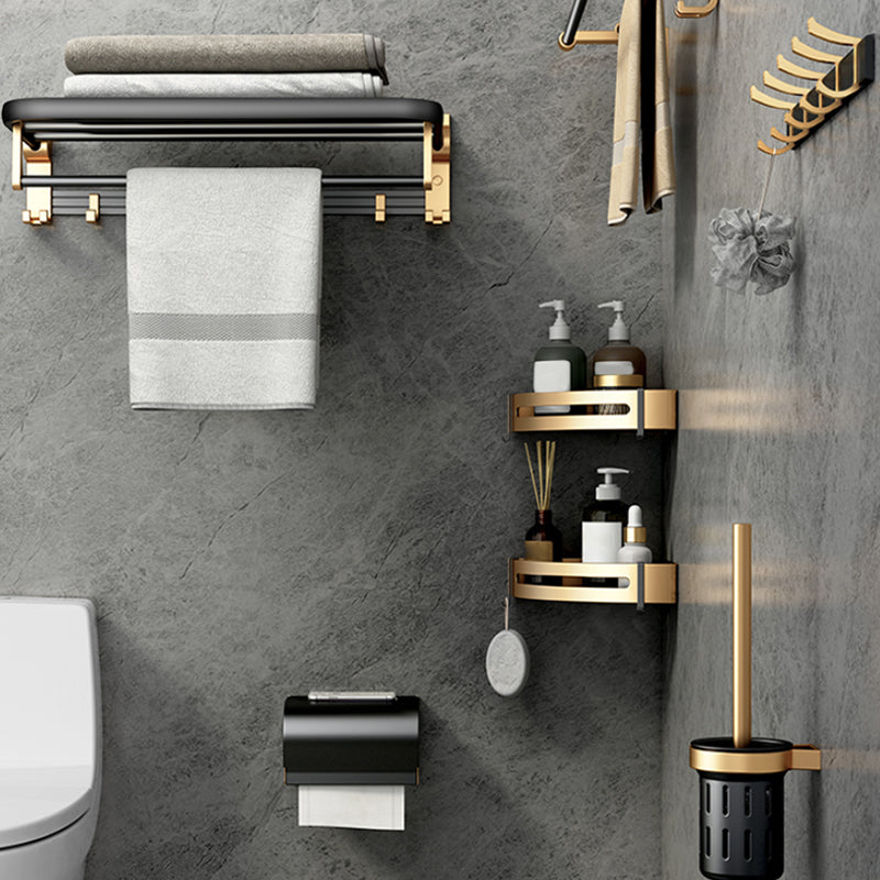 Modern Bathroom Accessory Kit Paper Holder Towel Bar Black Bath Hardware Set Clearhalo 'Bathroom Hardware Sets' 'Bathroom Hardware' 'Bathroom Remodel & Bathroom Fixtures' 'bathroom_hardware_sets' 'Home Improvement' 'home_improvement' 'home_improvement_bathroom_hardware_sets' 7159340