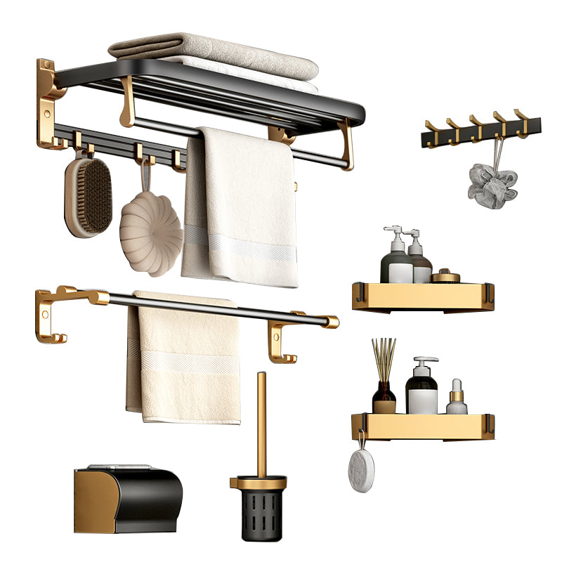 Modern Bathroom Accessory Kit Paper Holder Towel Bar Black Bath Hardware Set Clearhalo 'Bathroom Hardware Sets' 'Bathroom Hardware' 'Bathroom Remodel & Bathroom Fixtures' 'bathroom_hardware_sets' 'Home Improvement' 'home_improvement' 'home_improvement_bathroom_hardware_sets' 7159344