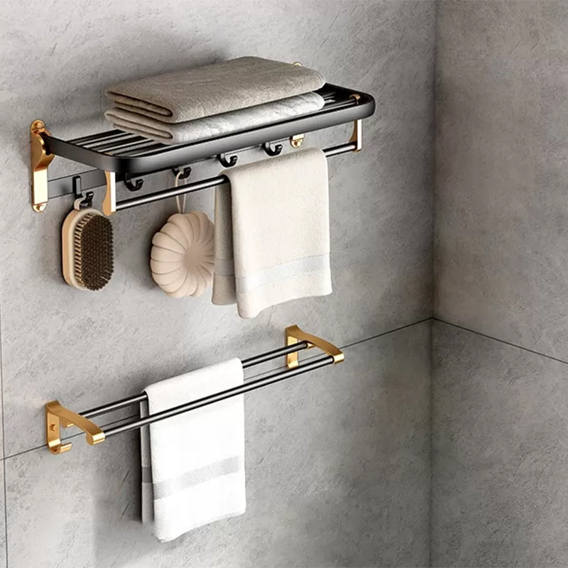 Modern Bathroom Accessory Kit Paper Holder Towel Bar Black Bath Hardware Set Towel Rack with Towel Bar Clearhalo 'Bathroom Hardware Sets' 'Bathroom Hardware' 'Bathroom Remodel & Bathroom Fixtures' 'bathroom_hardware_sets' 'Home Improvement' 'home_improvement' 'home_improvement_bathroom_hardware_sets' 7159348