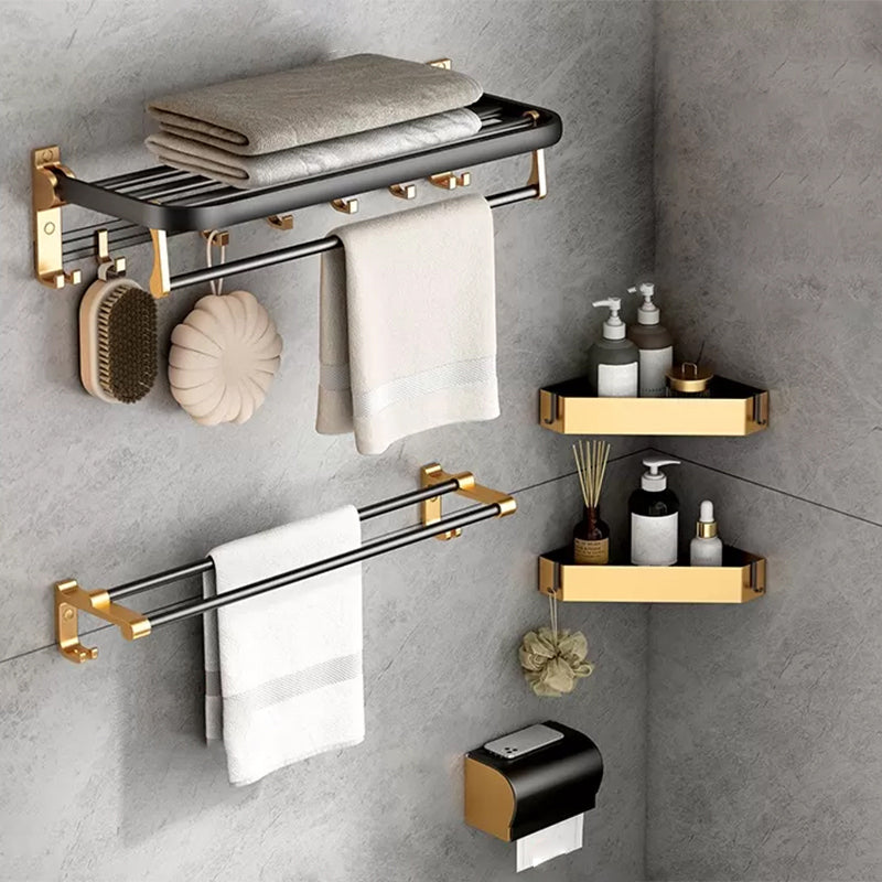 Modern Bathroom Accessory Kit Paper Holder Towel Bar Black Bath Hardware Set 5-Piece Set (Toilet Paper Holder) Clearhalo 'Bathroom Hardware Sets' 'Bathroom Hardware' 'Bathroom Remodel & Bathroom Fixtures' 'bathroom_hardware_sets' 'Home Improvement' 'home_improvement' 'home_improvement_bathroom_hardware_sets' 7159350