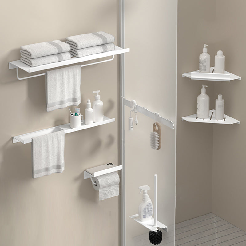 Modern White Bath Hardware Set Bath Shelf Paper Holder Bathroom Accessory Kit White 7-Piece Set (Toilet Paper Holder) Clearhalo 'Bathroom Hardware Sets' 'Bathroom Hardware' 'Bathroom Remodel & Bathroom Fixtures' 'bathroom_hardware_sets' 'Home Improvement' 'home_improvement' 'home_improvement_bathroom_hardware_sets' 7159363