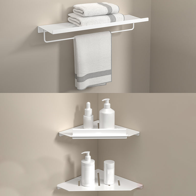 Modern White Bath Hardware Set Bath Shelf Paper Holder Bathroom Accessory Kit White 3-Piece Set (Triangle Bath Shelf) Clearhalo 'Bathroom Hardware Sets' 'Bathroom Hardware' 'Bathroom Remodel & Bathroom Fixtures' 'bathroom_hardware_sets' 'Home Improvement' 'home_improvement' 'home_improvement_bathroom_hardware_sets' 7159364