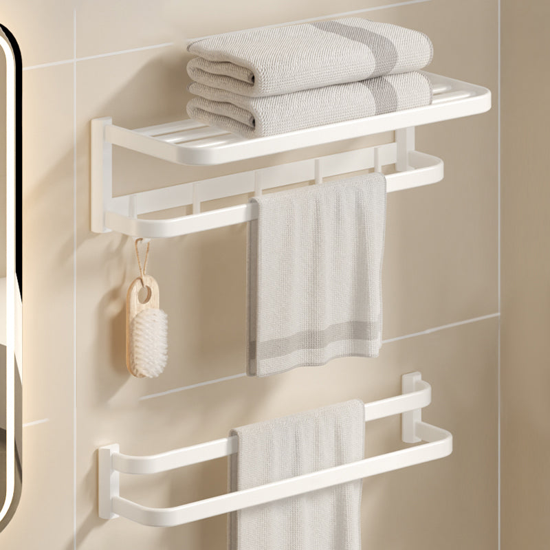 Modern White Bath Hardware Set Bath Shelf Paper Holder Bathroom Accessory Kit Beige Towel Rack with Towel Bar Clearhalo 'Bathroom Hardware Sets' 'Bathroom Hardware' 'Bathroom Remodel & Bathroom Fixtures' 'bathroom_hardware_sets' 'Home Improvement' 'home_improvement' 'home_improvement_bathroom_hardware_sets' 7159375