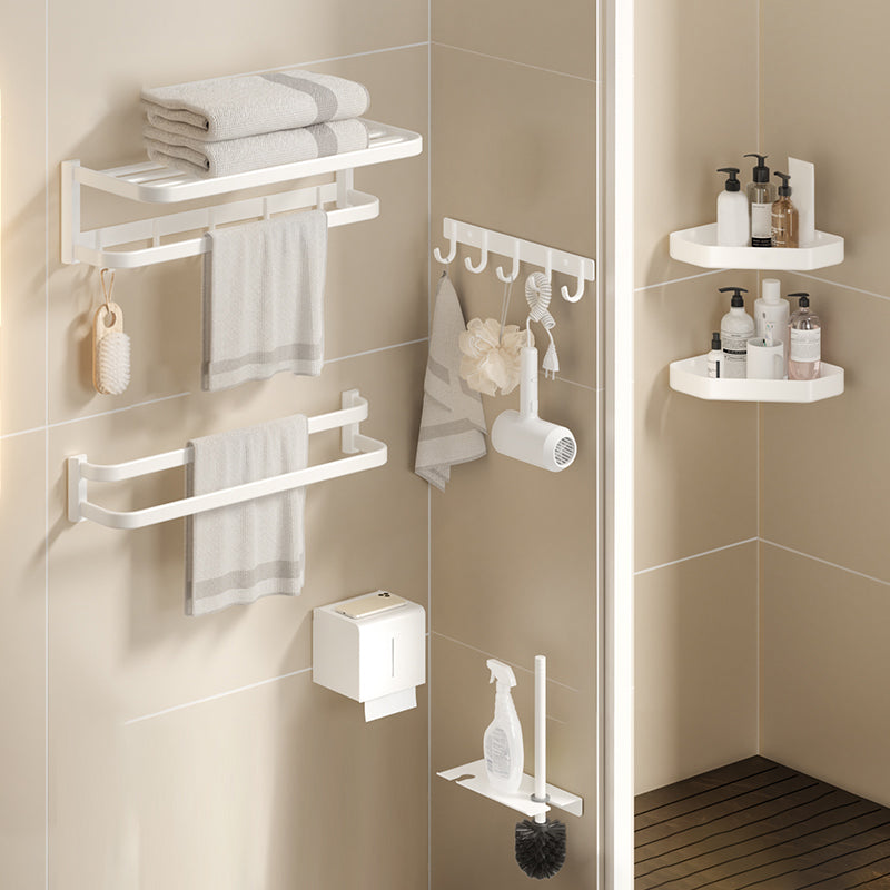 Modern White Bath Hardware Set Bath Shelf Paper Holder Bathroom Accessory Kit Beige 7-Piece Set (Toilet Paper Holder) Clearhalo 'Bathroom Hardware Sets' 'Bathroom Hardware' 'Bathroom Remodel & Bathroom Fixtures' 'bathroom_hardware_sets' 'Home Improvement' 'home_improvement' 'home_improvement_bathroom_hardware_sets' 7159376