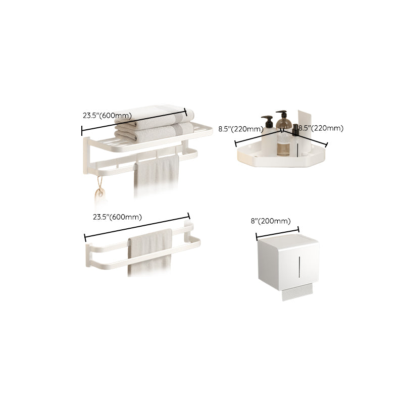 Modern White Bath Hardware Set Bath Shelf Paper Holder Bathroom Accessory Kit Clearhalo 'Bathroom Hardware Sets' 'Bathroom Hardware' 'Bathroom Remodel & Bathroom Fixtures' 'bathroom_hardware_sets' 'Home Improvement' 'home_improvement' 'home_improvement_bathroom_hardware_sets' 7159378