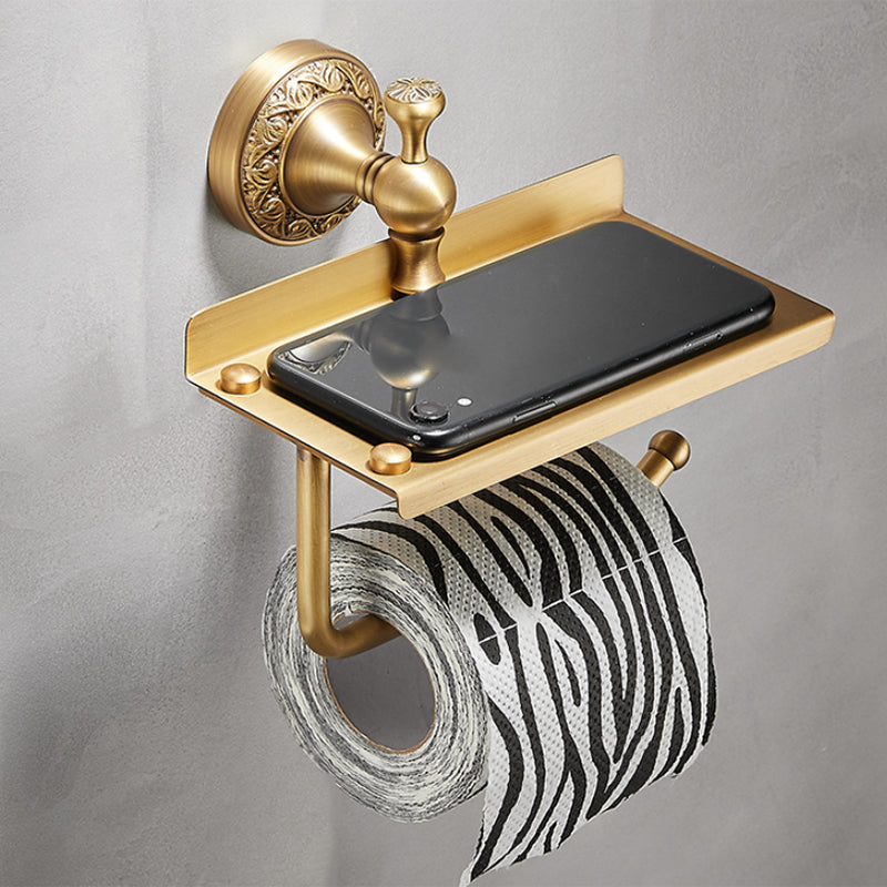 Modern Bathroom Accessory Kit Paper Holder Bath Shelf Gold Bath Hardware Set Toilet Paper Holder Clearhalo 'Bathroom Hardware Sets' 'Bathroom Hardware' 'Bathroom Remodel & Bathroom Fixtures' 'bathroom_hardware_sets' 'Home Improvement' 'home_improvement' 'home_improvement_bathroom_hardware_sets' 7159380