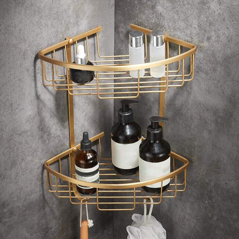 Modern Bathroom Accessory Kit Paper Holder Bath Shelf Gold Bath Hardware Set Double Layer Triangle Bath Shelves Clearhalo 'Bathroom Hardware Sets' 'Bathroom Hardware' 'Bathroom Remodel & Bathroom Fixtures' 'bathroom_hardware_sets' 'Home Improvement' 'home_improvement' 'home_improvement_bathroom_hardware_sets' 7159398