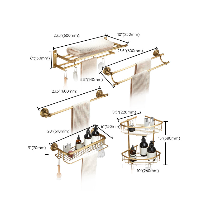 Modern Bathroom Accessory Kit Paper Holder Bath Shelf Gold Bath Hardware Set Clearhalo 'Bathroom Hardware Sets' 'Bathroom Hardware' 'Bathroom Remodel & Bathroom Fixtures' 'bathroom_hardware_sets' 'Home Improvement' 'home_improvement' 'home_improvement_bathroom_hardware_sets' 7159402