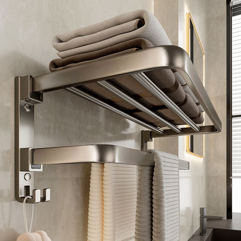 Modern Bath Hardware Set Grey Bath Shelf Paper Holder Bathroom Set Clearhalo 'Bathroom Hardware Sets' 'Bathroom Hardware' 'Bathroom Remodel & Bathroom Fixtures' 'bathroom_hardware_sets' 'Home Improvement' 'home_improvement' 'home_improvement_bathroom_hardware_sets' 7159431