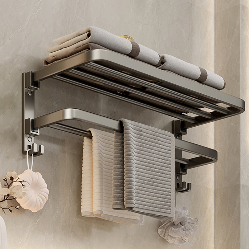 Modern Bath Hardware Set Grey Bath Shelf Paper Holder Bathroom Set Towel Rack (24"L) Clearhalo 'Bathroom Hardware Sets' 'Bathroom Hardware' 'Bathroom Remodel & Bathroom Fixtures' 'bathroom_hardware_sets' 'Home Improvement' 'home_improvement' 'home_improvement_bathroom_hardware_sets' 7159434