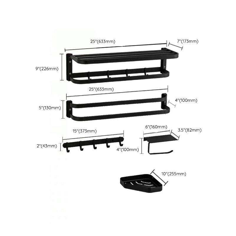 Modern Black Bathroom Accessory Kit Towel Bar Bath Shelf Bath Hardware Set Clearhalo 'Bathroom Hardware Sets' 'Bathroom Hardware' 'Bathroom Remodel & Bathroom Fixtures' 'bathroom_hardware_sets' 'Home Improvement' 'home_improvement' 'home_improvement_bathroom_hardware_sets' 7159466