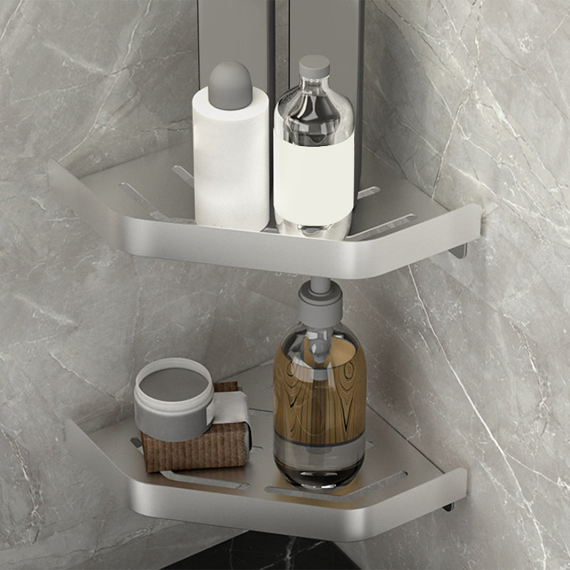 Modern Bath Hardware Set Silver Bath Shelf Towel Bar Bathroom Accessory Kit 2-Piece Set (Triangular Bath Shelf) Clearhalo 'Bathroom Hardware Sets' 'Bathroom Hardware' 'Bathroom Remodel & Bathroom Fixtures' 'bathroom_hardware_sets' 'Home Improvement' 'home_improvement' 'home_improvement_bathroom_hardware_sets' 7159475