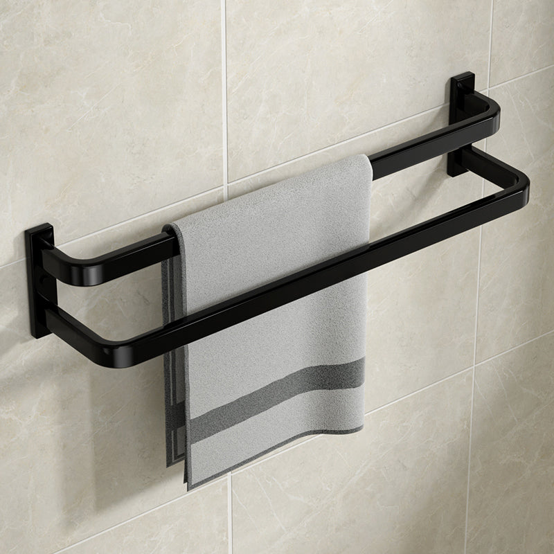 Modern Bathroom Set Towel Bar Paper Holder Black Bathroom Accessory Kit Towel Bar (Double Rods) Clearhalo 'Bathroom Hardware Sets' 'Bathroom Hardware' 'Bathroom Remodel & Bathroom Fixtures' 'bathroom_hardware_sets' 'Home Improvement' 'home_improvement' 'home_improvement_bathroom_hardware_sets' 7159510