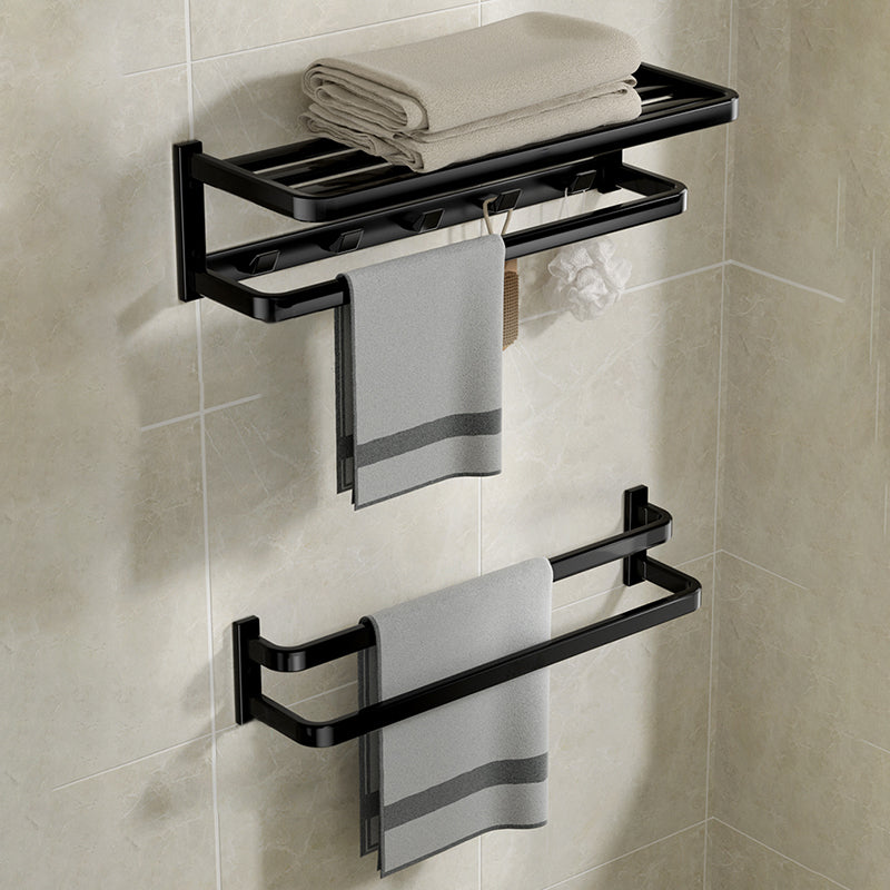 Modern Bathroom Set Towel Bar Paper Holder Black Bathroom Accessory Kit Towel Rack with Towel Bar Clearhalo 'Bathroom Hardware Sets' 'Bathroom Hardware' 'Bathroom Remodel & Bathroom Fixtures' 'bathroom_hardware_sets' 'Home Improvement' 'home_improvement' 'home_improvement_bathroom_hardware_sets' 7159520