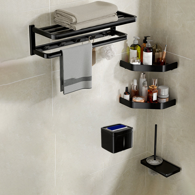 Modern Bathroom Set Towel Bar Paper Holder Black Bathroom Accessory Kit 5-Piece Set (Toilet Paper Holder) Clearhalo 'Bathroom Hardware Sets' 'Bathroom Hardware' 'Bathroom Remodel & Bathroom Fixtures' 'bathroom_hardware_sets' 'Home Improvement' 'home_improvement' 'home_improvement_bathroom_hardware_sets' 7159523