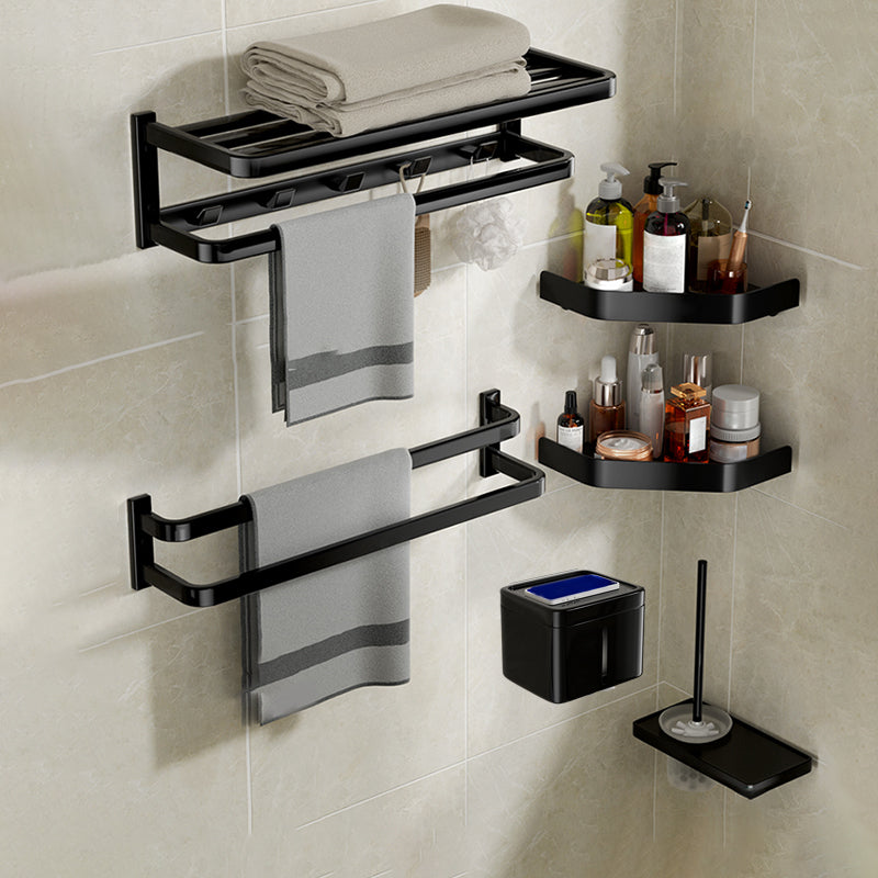 Modern Bathroom Set Towel Bar Paper Holder Black Bathroom Accessory Kit 6-Piece Set (Toilet Paper Holder) Clearhalo 'Bathroom Hardware Sets' 'Bathroom Hardware' 'Bathroom Remodel & Bathroom Fixtures' 'bathroom_hardware_sets' 'Home Improvement' 'home_improvement' 'home_improvement_bathroom_hardware_sets' 7159526