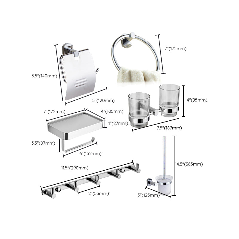 Modern Bathroom Accessory Kit Paper Holder Towel Bar Stainless Steel Bathroom Set Clearhalo 'Bathroom Hardware Sets' 'Bathroom Hardware' 'Bathroom Remodel & Bathroom Fixtures' 'bathroom_hardware_sets' 'Home Improvement' 'home_improvement' 'home_improvement_bathroom_hardware_sets' 7159551