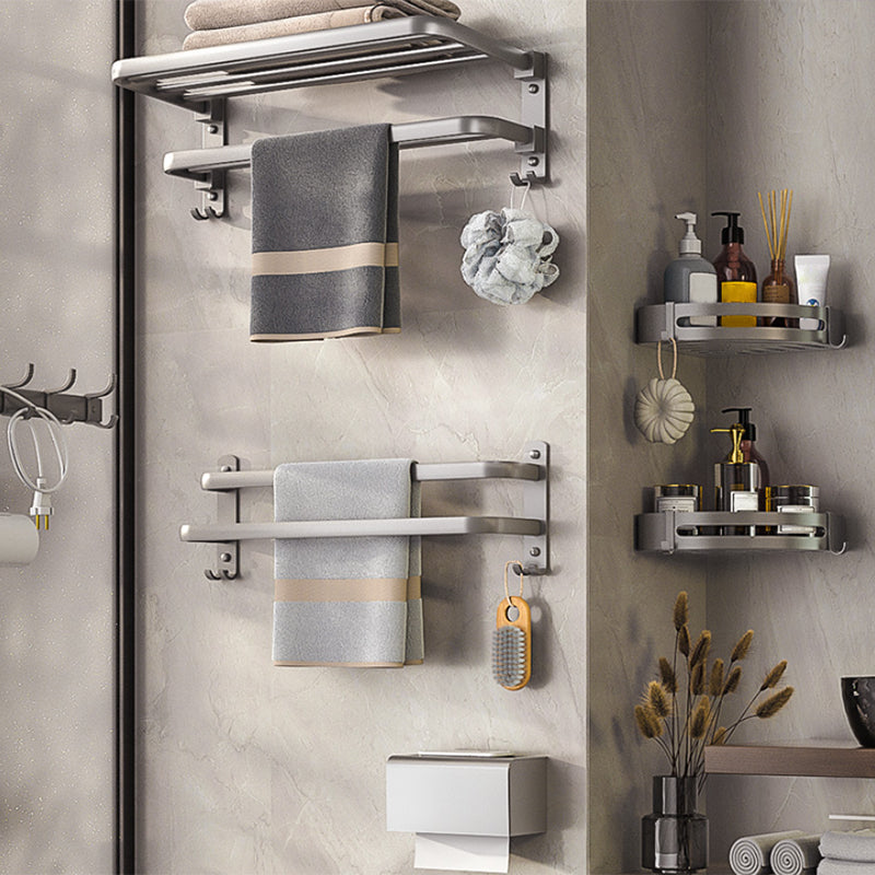 Modern Bath Hardware Set Towel Bar Paper Holder Grey Bathroom Accessory Kit Clearhalo 'Bathroom Hardware Sets' 'Bathroom Hardware' 'Bathroom Remodel & Bathroom Fixtures' 'bathroom_hardware_sets' 'Home Improvement' 'home_improvement' 'home_improvement_bathroom_hardware_sets' 7159553