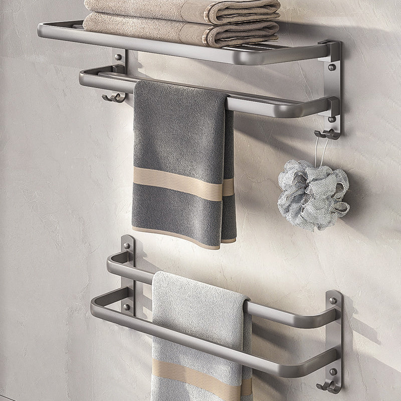 Modern Bath Hardware Set Towel Bar Paper Holder Grey Bathroom Accessory Kit Towel Rack with Towel Bar Clearhalo 'Bathroom Hardware Sets' 'Bathroom Hardware' 'Bathroom Remodel & Bathroom Fixtures' 'bathroom_hardware_sets' 'Home Improvement' 'home_improvement' 'home_improvement_bathroom_hardware_sets' 7159558