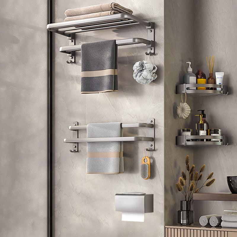 Modern Bath Hardware Set Towel Bar Paper Holder Grey Bathroom Accessory Kit 5-Piece Set (Toilet Paper Holder) Clearhalo 'Bathroom Hardware Sets' 'Bathroom Hardware' 'Bathroom Remodel & Bathroom Fixtures' 'bathroom_hardware_sets' 'Home Improvement' 'home_improvement' 'home_improvement_bathroom_hardware_sets' 7159561