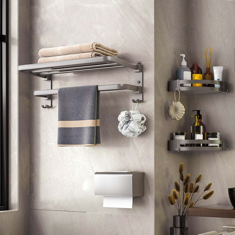 Modern Bath Hardware Set Towel Bar Paper Holder Grey Bathroom Accessory Kit 4-Piece Set (Toilet Paper Holder) Clearhalo 'Bathroom Hardware Sets' 'Bathroom Hardware' 'Bathroom Remodel & Bathroom Fixtures' 'bathroom_hardware_sets' 'Home Improvement' 'home_improvement' 'home_improvement_bathroom_hardware_sets' 7159564