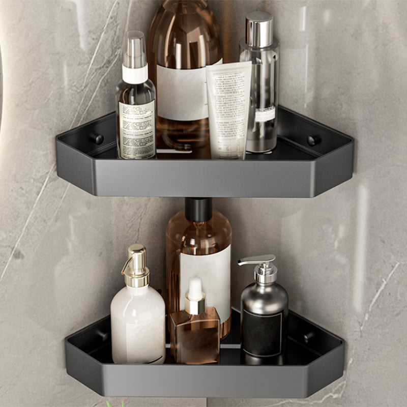 Modern Bathroom Accessory Kit Bath Shelf Towel Bar Grey Bath Hardware Set Clearhalo 'Bathroom Hardware Sets' 'Bathroom Hardware' 'Bathroom Remodel & Bathroom Fixtures' 'bathroom_hardware_sets' 'Home Improvement' 'home_improvement' 'home_improvement_bathroom_hardware_sets' 7159578