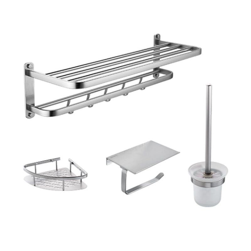 Modern Bathroom Set Paper Holder Bath Shelf Stainless Steel Bathroom Accessory Kit 4-Piece Set (Triangular Bath Shelf) Clearhalo 'Bathroom Hardware Sets' 'Bathroom Hardware' 'Bathroom Remodel & Bathroom Fixtures' 'bathroom_hardware_sets' 'Home Improvement' 'home_improvement' 'home_improvement_bathroom_hardware_sets' 7159598