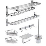 Modern Bathroom Set Paper Holder Bath Shelf Stainless Steel Bathroom Accessory Kit Clearhalo 'Bathroom Hardware Sets' 'Bathroom Hardware' 'Bathroom Remodel & Bathroom Fixtures' 'bathroom_hardware_sets' 'Home Improvement' 'home_improvement' 'home_improvement_bathroom_hardware_sets' 7159601