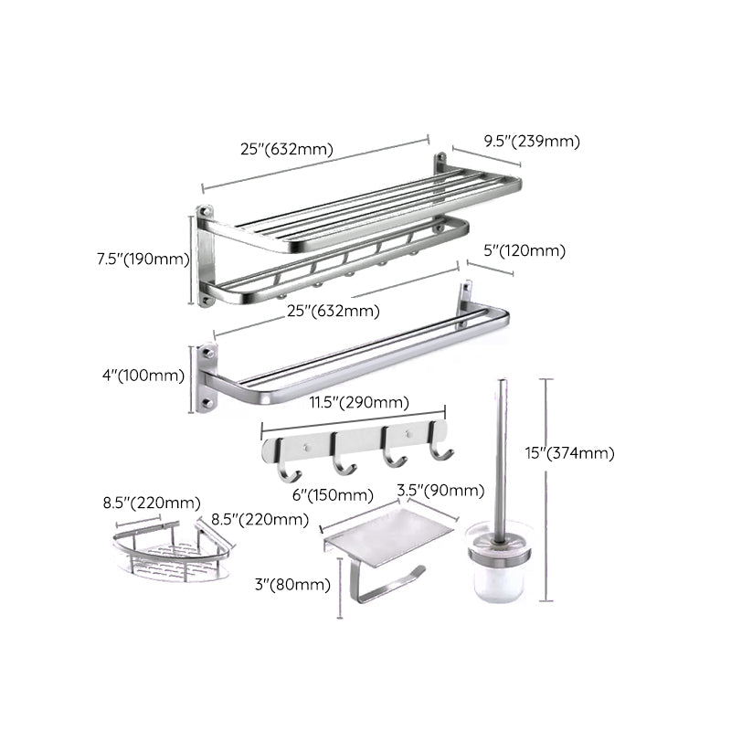 Modern Bathroom Set Paper Holder Bath Shelf Stainless Steel Bathroom Accessory Kit Clearhalo 'Bathroom Hardware Sets' 'Bathroom Hardware' 'Bathroom Remodel & Bathroom Fixtures' 'bathroom_hardware_sets' 'Home Improvement' 'home_improvement' 'home_improvement_bathroom_hardware_sets' 7159609