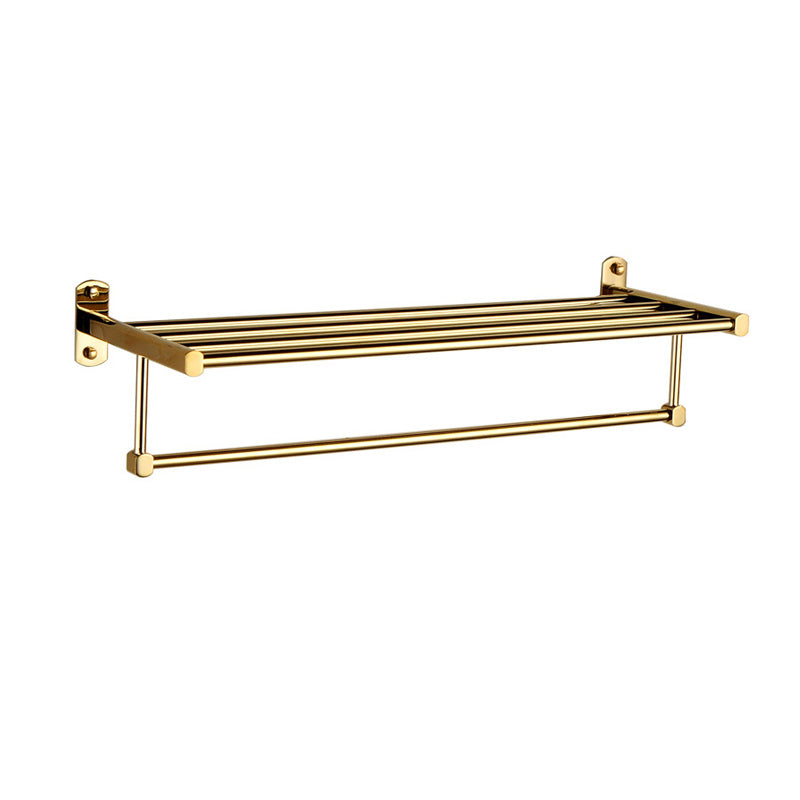 Polished Gold 4 Piece Bathroom Accessory Set Brass Bathroom Hardware Towel Rack Clearhalo 'Bathroom Hardware Sets' 'Bathroom Hardware' 'Bathroom Remodel & Bathroom Fixtures' 'bathroom_hardware_sets' 'Home Improvement' 'home_improvement' 'home_improvement_bathroom_hardware_sets' 7159683