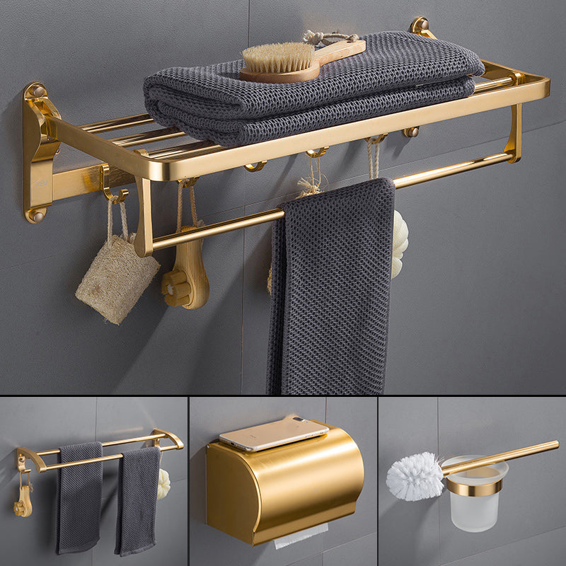 Gold 7 Piece Bathroom Accessory Set Vintage Bathroom Accessory Kit 4-Piece Set (Toilet Paper Holder) Clearhalo 'Bathroom Hardware Sets' 'Bathroom Hardware' 'Bathroom Remodel & Bathroom Fixtures' 'bathroom_hardware_sets' 'Home Improvement' 'home_improvement' 'home_improvement_bathroom_hardware_sets' 7159717