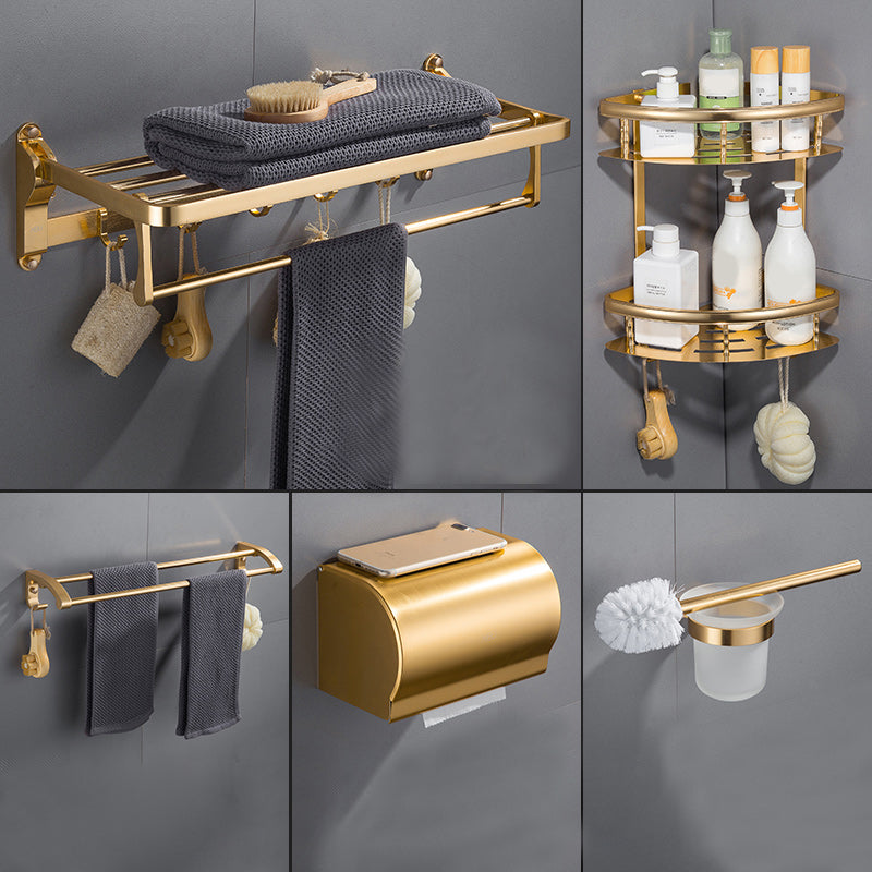 Gold 7 Piece Bathroom Accessory Set Vintage Bathroom Accessory Kit 5 piece Set Clearhalo 'Bathroom Hardware Sets' 'Bathroom Hardware' 'Bathroom Remodel & Bathroom Fixtures' 'bathroom_hardware_sets' 'Home Improvement' 'home_improvement' 'home_improvement_bathroom_hardware_sets' 7159723