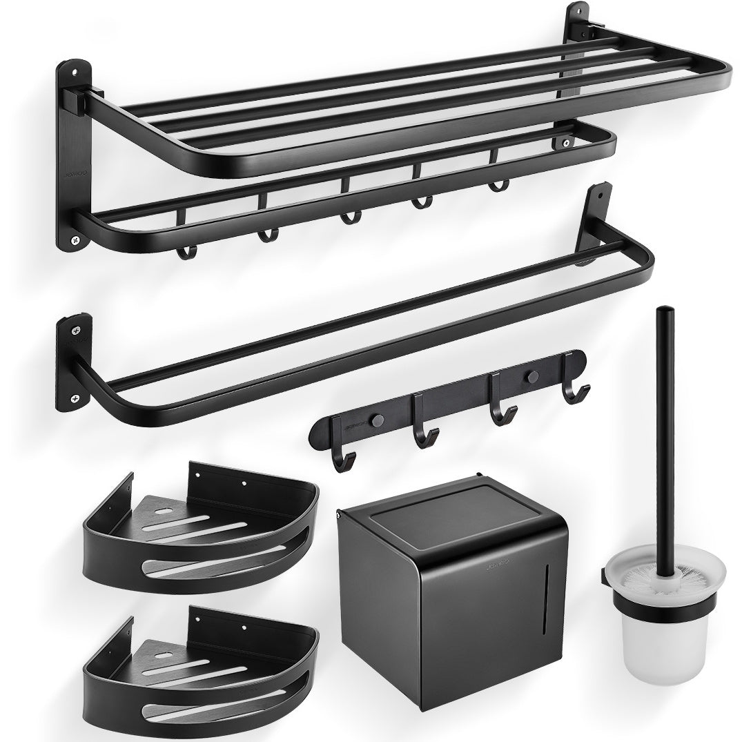 Modern Bathroom Accessory Set Metal Bathroom Hardware in Matte Black Clearhalo 'Bathroom Hardware Sets' 'Bathroom Hardware' 'Bathroom Remodel & Bathroom Fixtures' 'bathroom_hardware_sets' 'Home Improvement' 'home_improvement' 'home_improvement_bathroom_hardware_sets' 7159794