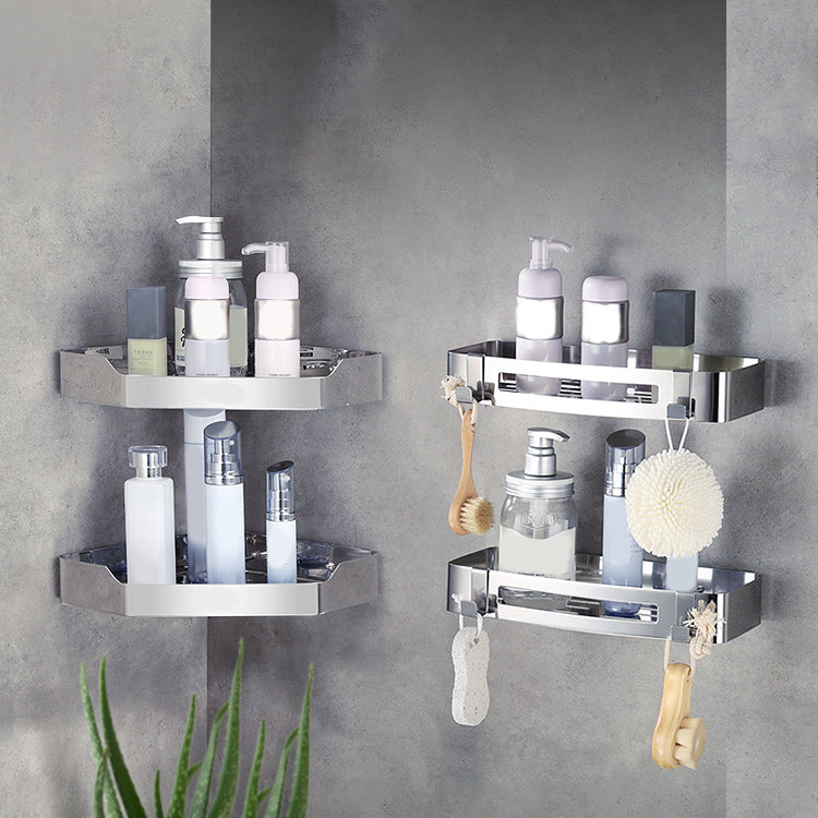 Stainless Steel Bathroom Hardware Set Modern 3 Piece Bath Shelf Clearhalo 'Bathroom Hardware Sets' 'Bathroom Hardware' 'Bathroom Remodel & Bathroom Fixtures' 'bathroom_hardware_sets' 'Home Improvement' 'home_improvement' 'home_improvement_bathroom_hardware_sets' 7160074