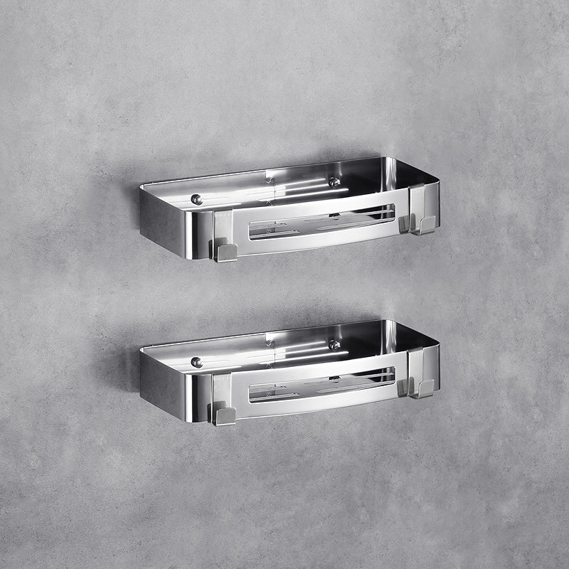 Stainless Steel Bathroom Hardware Set Modern 3 Piece Bath Shelf 2 Piece Set Square Bath Shelf Clearhalo 'Bathroom Hardware Sets' 'Bathroom Hardware' 'Bathroom Remodel & Bathroom Fixtures' 'bathroom_hardware_sets' 'Home Improvement' 'home_improvement' 'home_improvement_bathroom_hardware_sets' 7160079