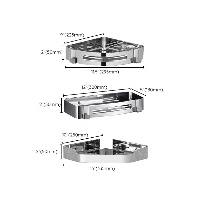 Stainless Steel Bathroom Hardware Set Modern 3 Piece Bath Shelf Clearhalo 'Bathroom Hardware Sets' 'Bathroom Hardware' 'Bathroom Remodel & Bathroom Fixtures' 'bathroom_hardware_sets' 'Home Improvement' 'home_improvement' 'home_improvement_bathroom_hardware_sets' 7160088