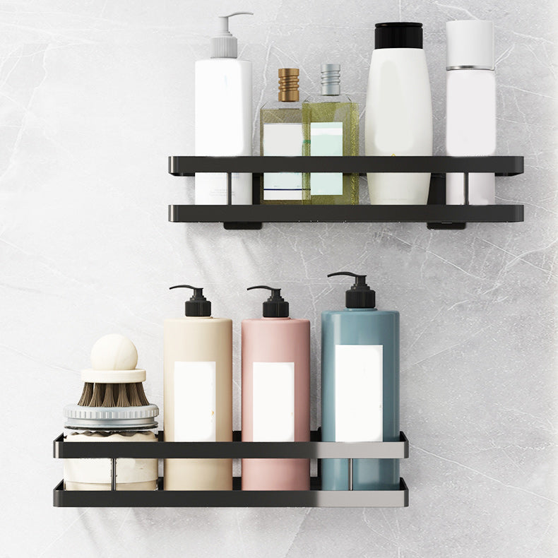 2 Piece Bath Shelf in Matte Black Metal Bathroom Hardware Set Clearhalo 'Bathroom Hardware Sets' 'Bathroom Hardware' 'Bathroom Remodel & Bathroom Fixtures' 'bathroom_hardware_sets' 'Home Improvement' 'home_improvement' 'home_improvement_bathroom_hardware_sets' 7160107