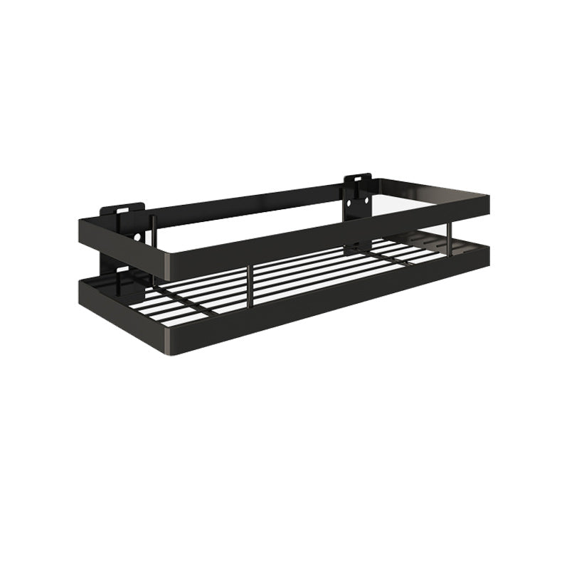 2 Piece Bath Shelf in Matte Black Metal Bathroom Hardware Set Clearhalo 'Bathroom Hardware Sets' 'Bathroom Hardware' 'Bathroom Remodel & Bathroom Fixtures' 'bathroom_hardware_sets' 'Home Improvement' 'home_improvement' 'home_improvement_bathroom_hardware_sets' 7160114