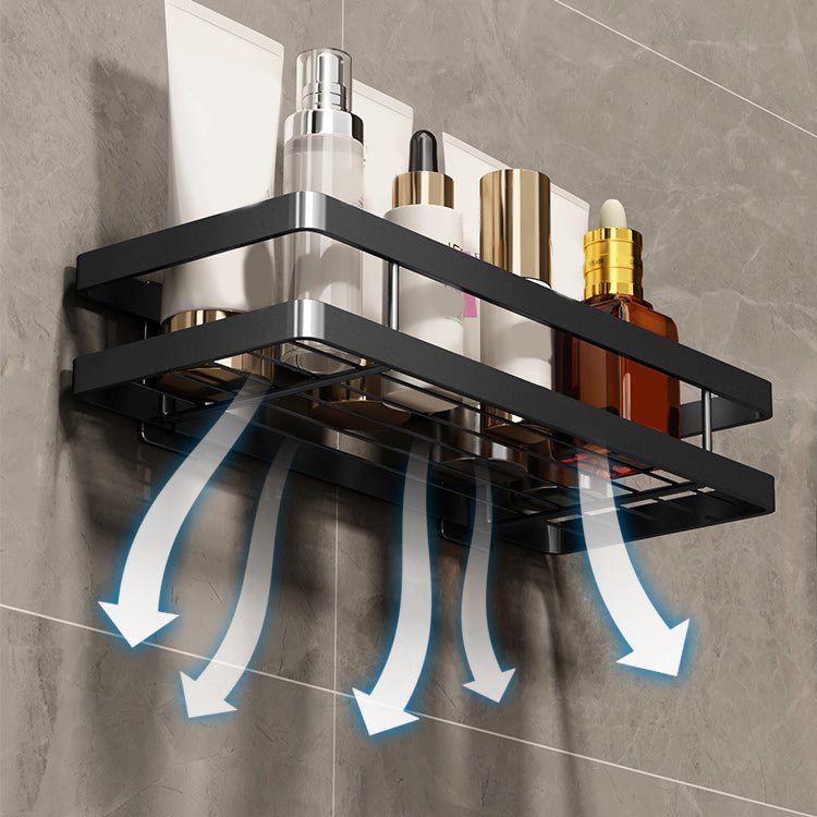 2 Piece Bath Shelf in Matte Black Metal Bathroom Hardware Set Clearhalo 'Bathroom Hardware Sets' 'Bathroom Hardware' 'Bathroom Remodel & Bathroom Fixtures' 'bathroom_hardware_sets' 'Home Improvement' 'home_improvement' 'home_improvement_bathroom_hardware_sets' 7160116