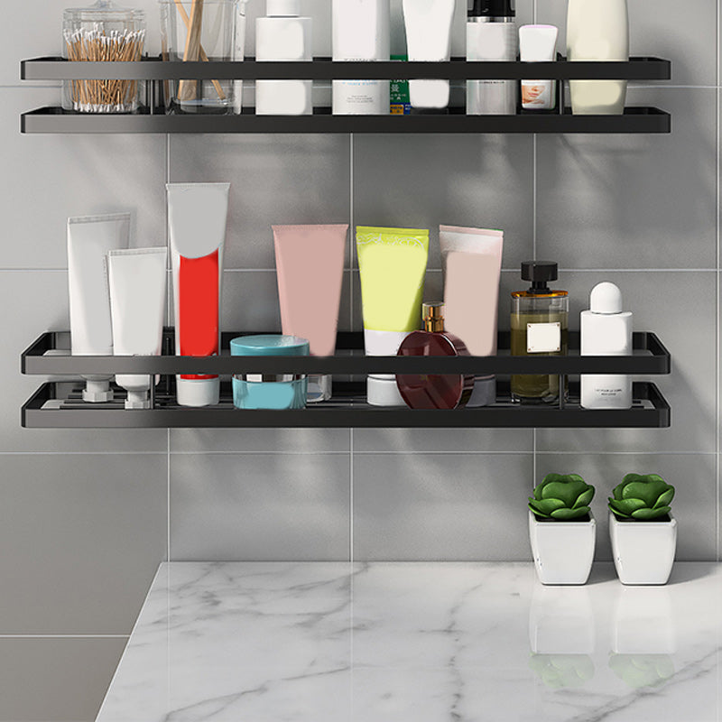 2 Piece Bath Shelf in Matte Black Metal Bathroom Hardware Set 2 Piece Set Bath Shelf (16"L ) Clearhalo 'Bathroom Hardware Sets' 'Bathroom Hardware' 'Bathroom Remodel & Bathroom Fixtures' 'bathroom_hardware_sets' 'Home Improvement' 'home_improvement' 'home_improvement_bathroom_hardware_sets' 7160117