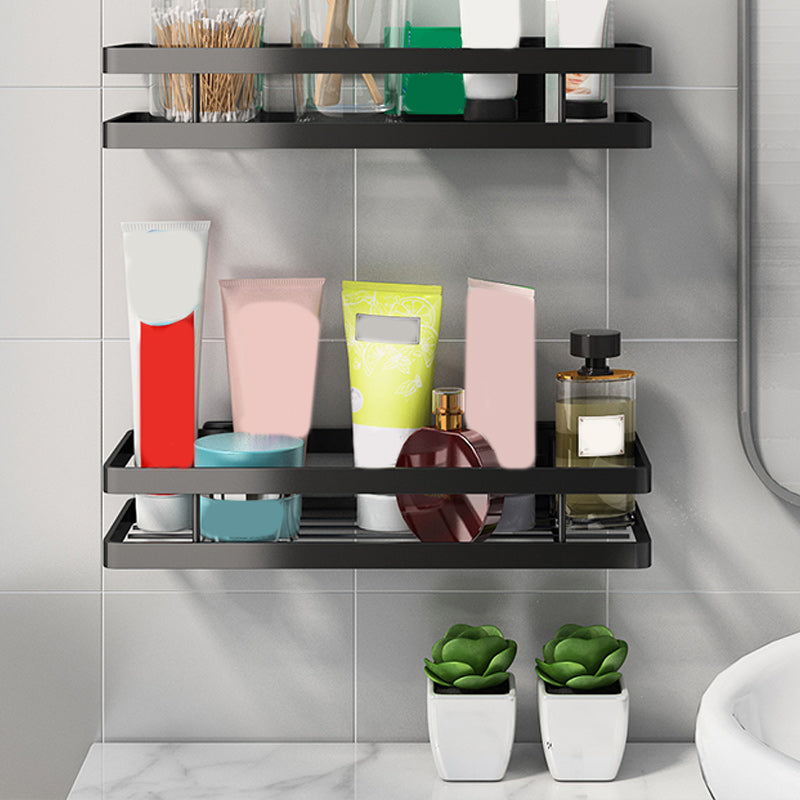 2 Piece Bath Shelf in Matte Black Metal Bathroom Hardware Set 2 Piece Set Bath Shelf (12"L ) Clearhalo 'Bathroom Hardware Sets' 'Bathroom Hardware' 'Bathroom Remodel & Bathroom Fixtures' 'bathroom_hardware_sets' 'Home Improvement' 'home_improvement' 'home_improvement_bathroom_hardware_sets' 7160121