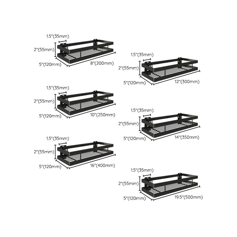 2 Piece Bath Shelf in Matte Black Metal Bathroom Hardware Set Clearhalo 'Bathroom Hardware Sets' 'Bathroom Hardware' 'Bathroom Remodel & Bathroom Fixtures' 'bathroom_hardware_sets' 'Home Improvement' 'home_improvement' 'home_improvement_bathroom_hardware_sets' 7160127