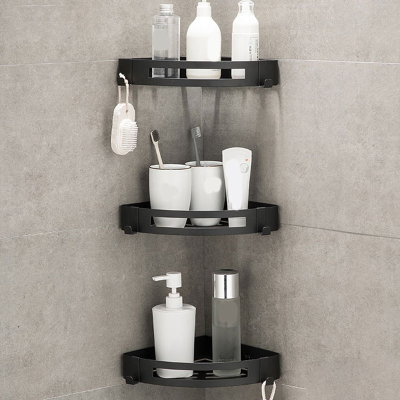 Contemporary 2/3-Piece Bathroom Accessory Set Geometric Bath Shelf in Stainless Steel Black 3 Piece Set Triangle Clearhalo 'Bathroom Hardware Sets' 'Bathroom Hardware' 'Bathroom Remodel & Bathroom Fixtures' 'bathroom_hardware_sets' 'Home Improvement' 'home_improvement' 'home_improvement_bathroom_hardware_sets' 7160129