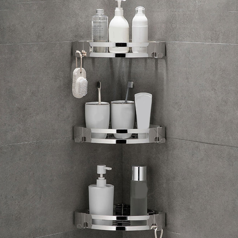 Contemporary 2/3-Piece Bathroom Accessory Set Geometric Bath Shelf in Stainless Steel Chrome 3 Piece Set Triangle Clearhalo 'Bathroom Hardware Sets' 'Bathroom Hardware' 'Bathroom Remodel & Bathroom Fixtures' 'bathroom_hardware_sets' 'Home Improvement' 'home_improvement' 'home_improvement_bathroom_hardware_sets' 7160134